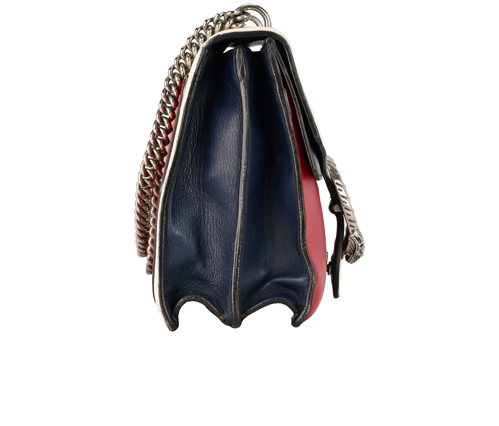 Large Dionysus, &pound;850, Handbags, Navy/Red/White, Leather, Side view